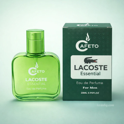عطر جیبی مردانه کافه‌تو Lacoste Essential حجم 28 میلی لیتر به همراه جعبه | lavinbg