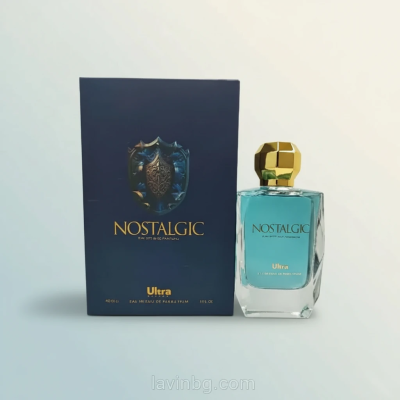 ادوپرفیوم مردانه Ultra Nostalgic آبی حجم 100 میلی لیتر با بک گراند پاستیلی و واترمارک lavinbg.com